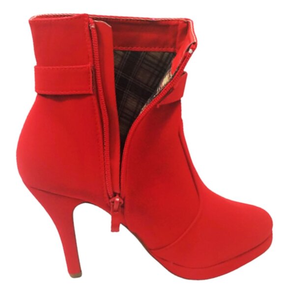 Women’s Buckle Strap High Heel High Ankle Boots & Side Zipper | Stiletto Booties - Picture 7 of 7